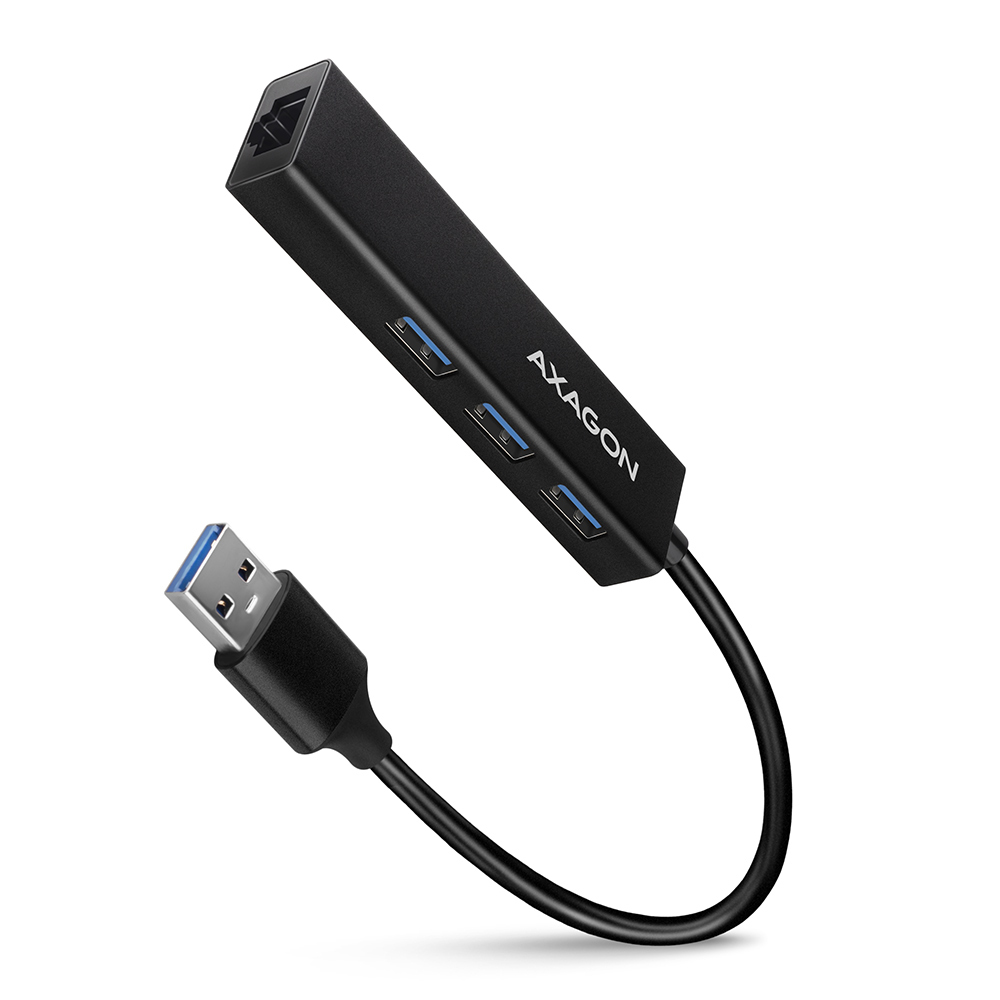 AXAGON HMA-GL3A, USB 3.2 Gen 1 hub, porty 3x USB-A + Gigabit Ethernet, kovový, k