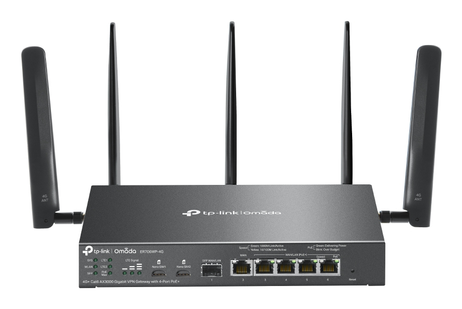 TP-Link ER706WP-4G - Omada 4G+ Cat6 AX3000 Gigabit VPN brána se 4 PoE+ porty