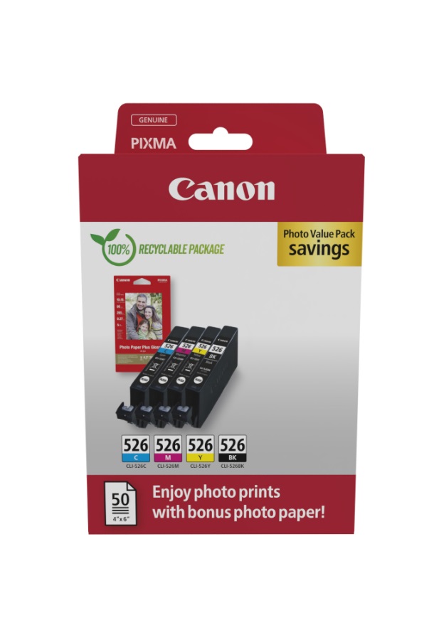 Canon CLI-526 – černá, azurová, purpurová, žlutá