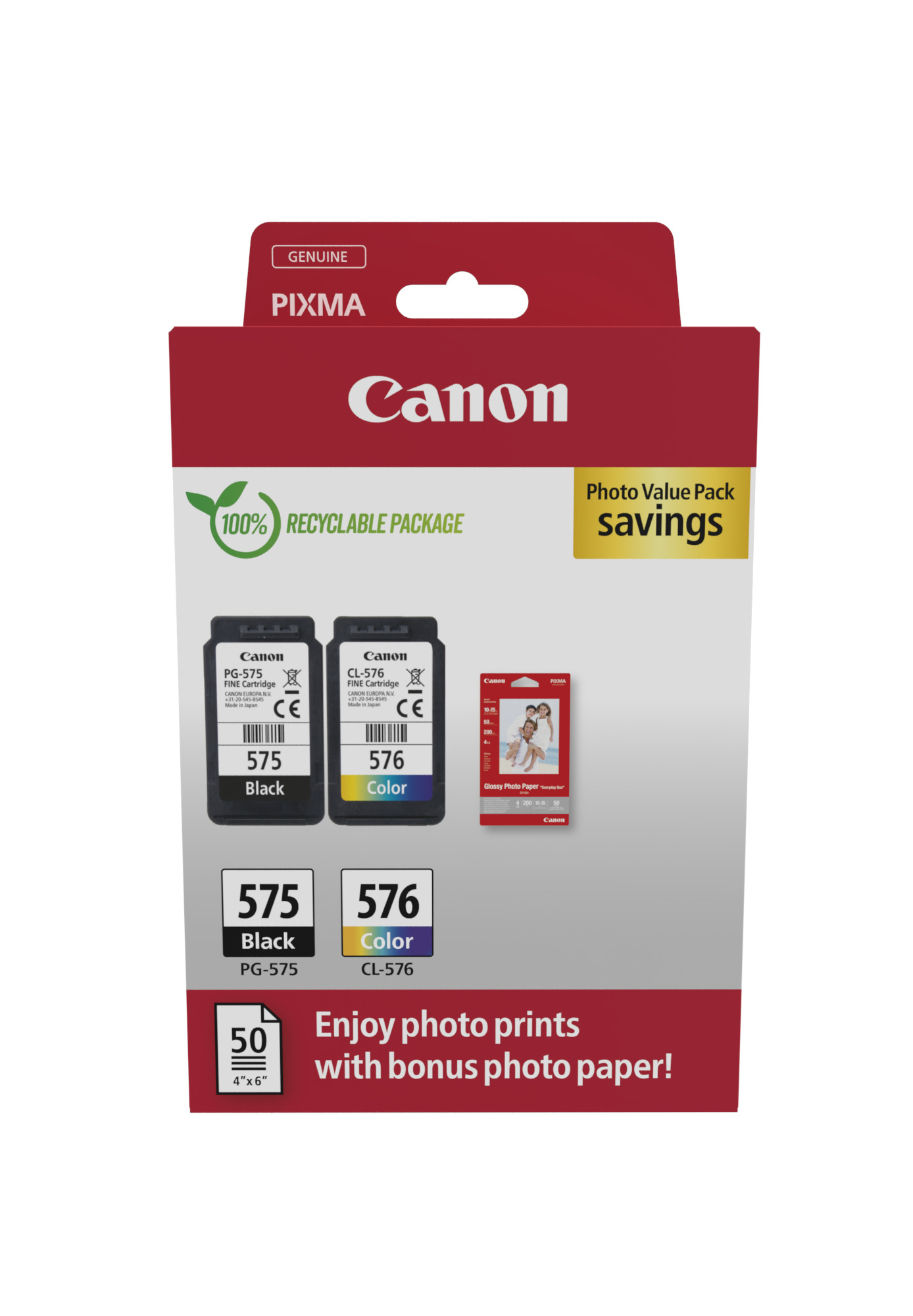 Canon cartridge PG-575/CL-576 PVP / Black + Color / 1x5,6ml + 1x6,2ml