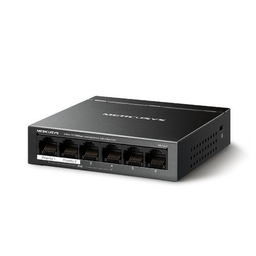 TP-LINK MERCUSYS MS106LP 6portový stolní switch 10/100 Mb/s se 4 porty PoE+