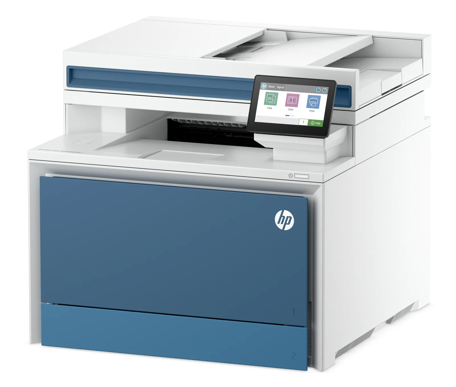 HP Color LaserJet Enterprise MFP 4801f – 4,3" dotykový displej, podavač dokumentů a čelní zásobník papíru