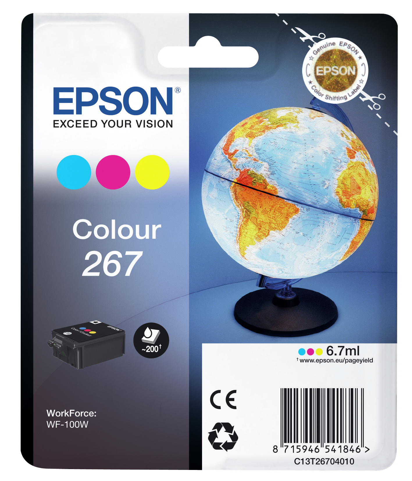 EPSON cartridge T2670 barevná (globus)