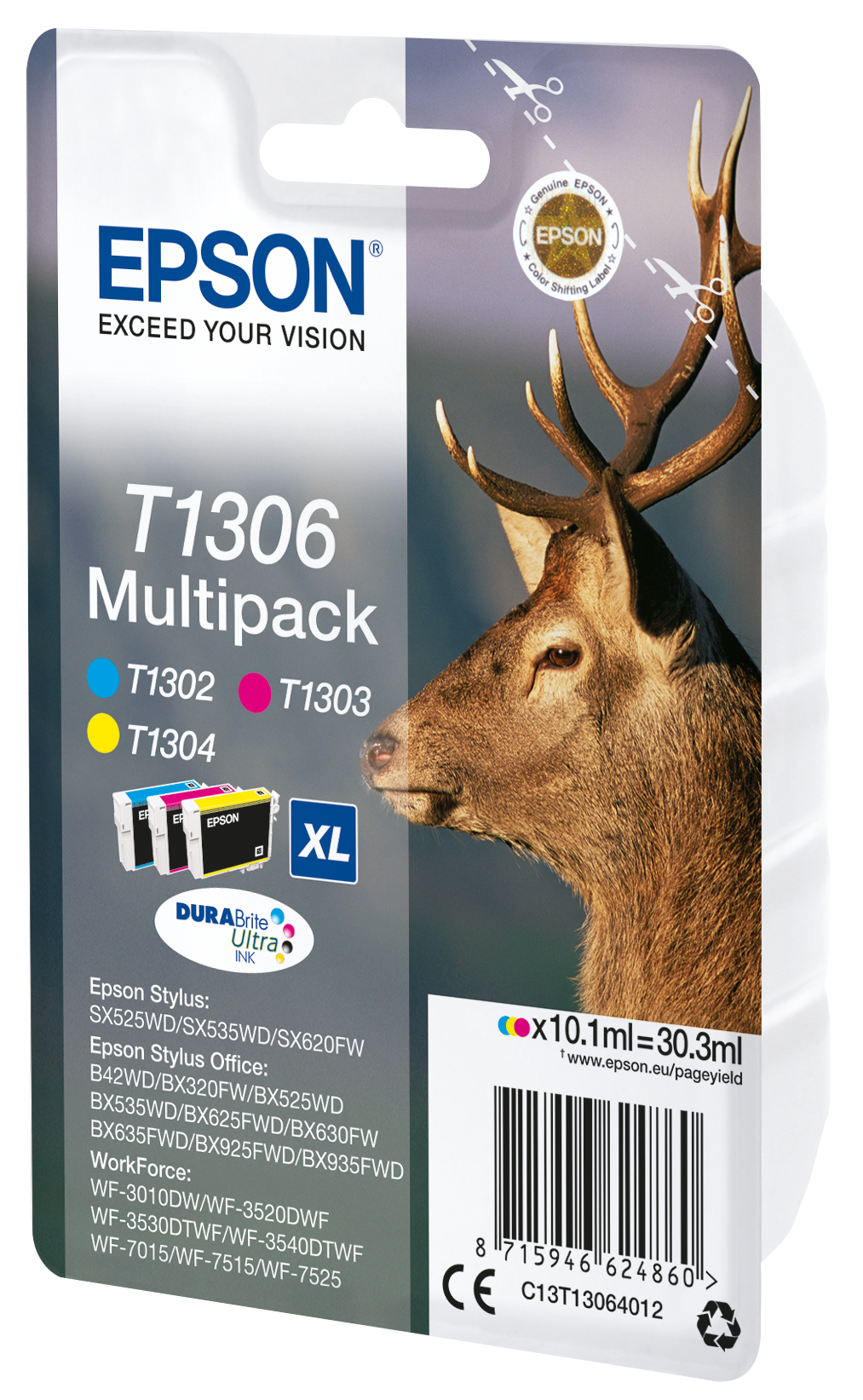 EPSON cartridge T1306 (cyan/magent/yellow) multipack (jelen)
