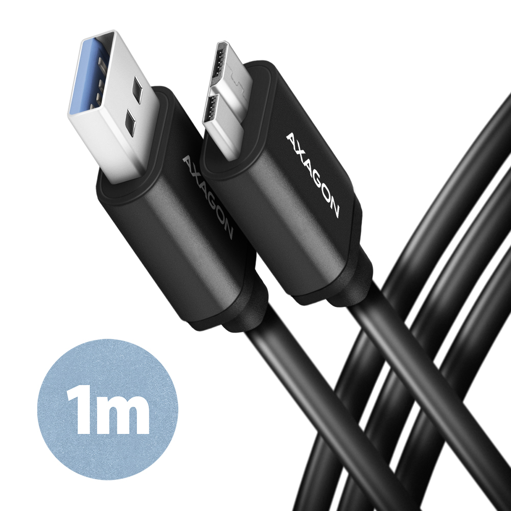 AXAGON BUMM3-AM10AB, SPEED kabel Micro-B USB <-> USB-A, 1m, USB 3.2 Gen 1, 3A, A