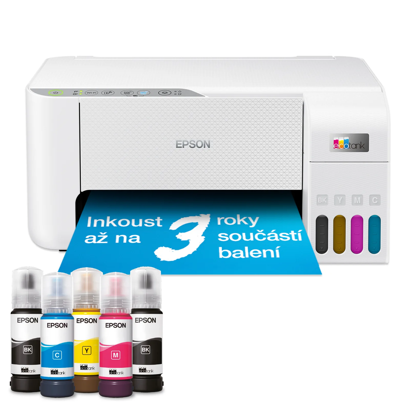 Epson EcoTank L3276 – multifunkce s plochým skenerem a inkoustovými nádržkami na přední straně