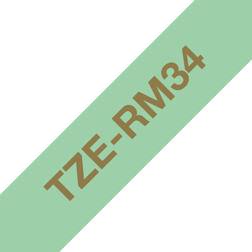 Brother - TZe-RM34 mentolově zelená / zlatá (12mm, 4m, textilní)