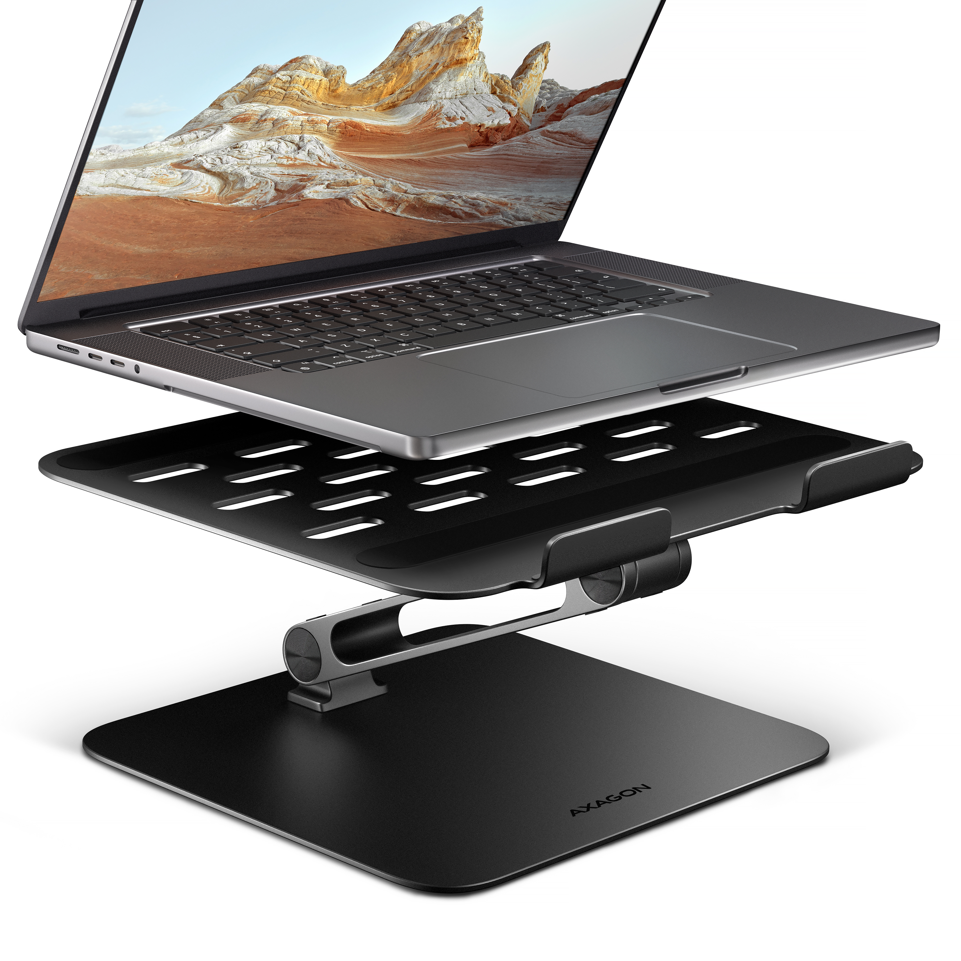 AXAGON STND-LQB hliníkový HQ stojan na notebook 10"-17.3" nastavitelná výška a ú