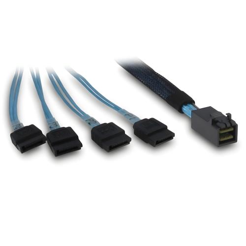 INTER-TECH kabel (SFF-8643) Mini-SAS HD na 4x SATA, cross-over, 0,7 m