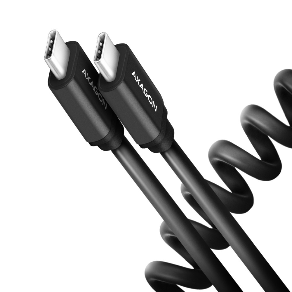 AXAGON BUCM-CM10TB, TWISTER kabel USB-C <-> USB-C, 0.6m, USB 2.0, PD 60W 3A, ALU