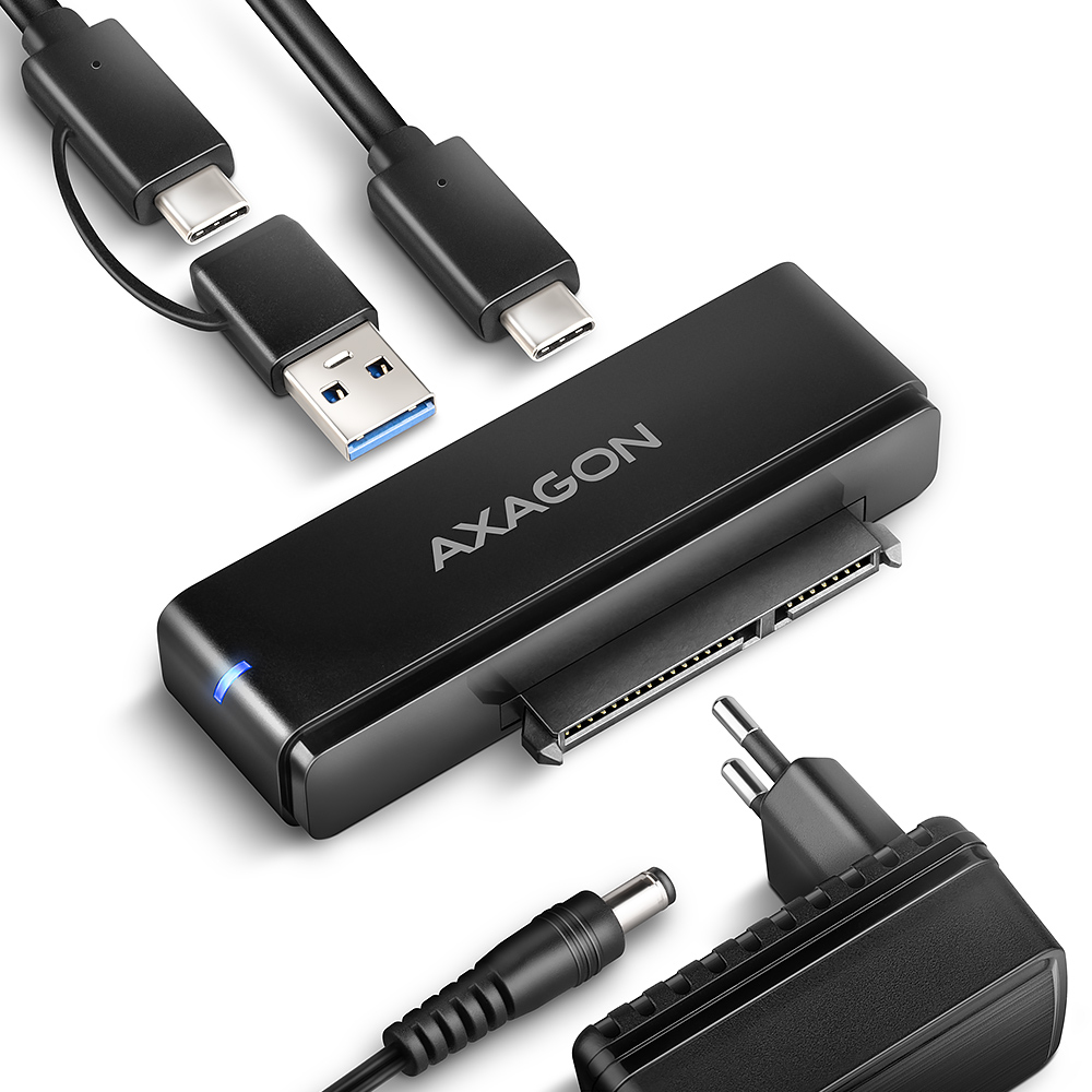 AXAGON ADSA-FPX, USB-C 10Gbps - SATA 6G, 2.5"/3.5" SSD/HDD FAST PORT X adaptér,