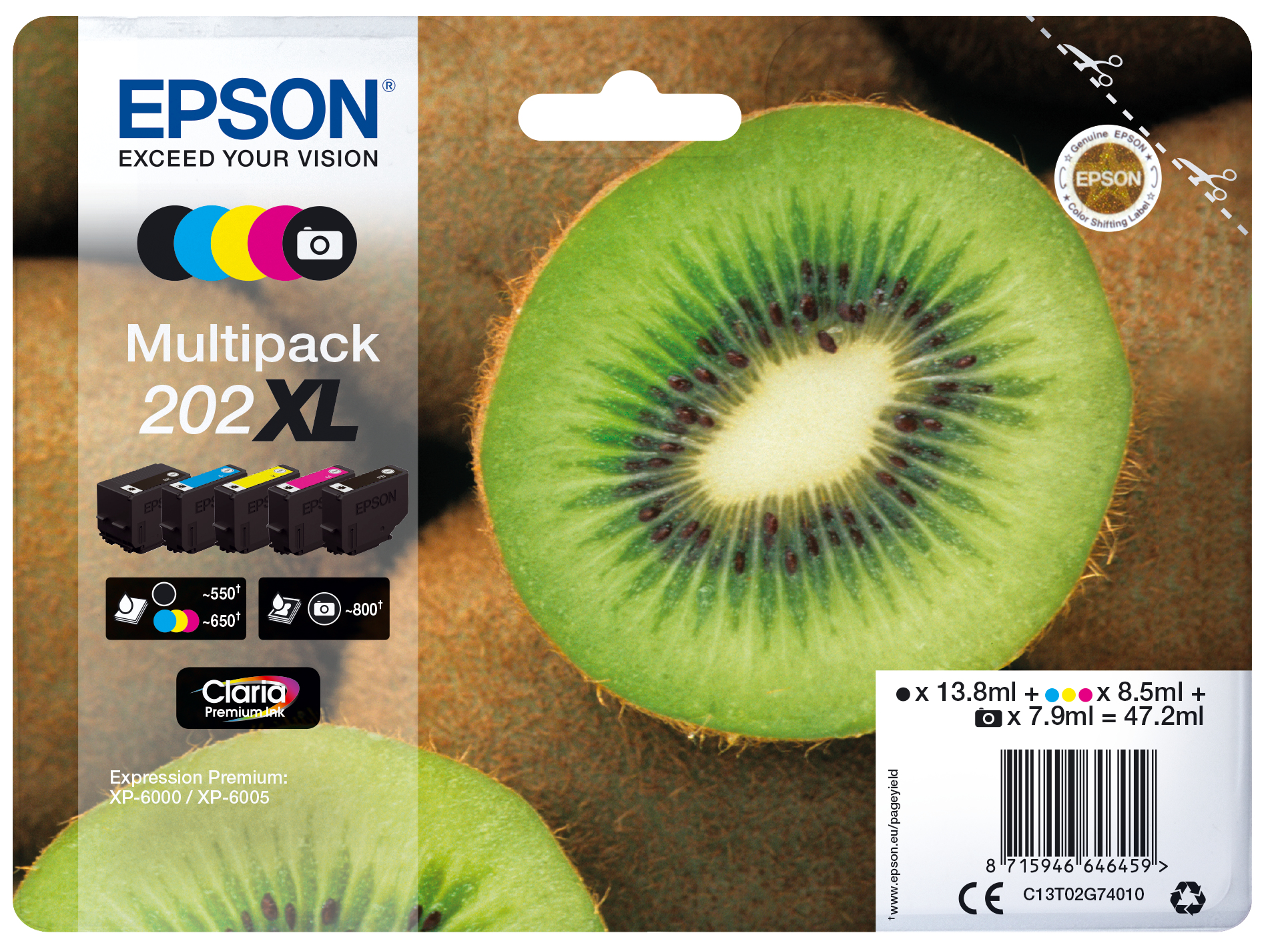 EPSON cartridge T02G7 (5color) multipack (kiwi) XL