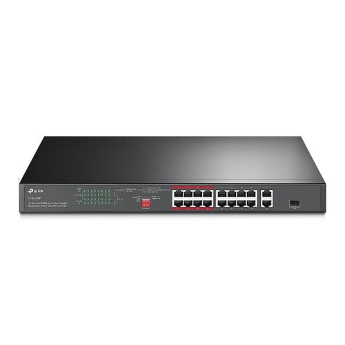 TP-LINK TL-SL1218P 16-portový 10/100 Mb/s + 2-portový gigabitový switch do racku s 16-portovým PoE+ napájením