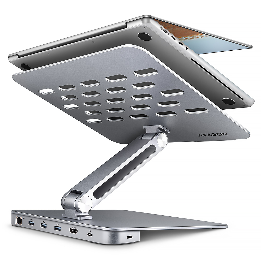 AXAGON HMC-STND, stojan pro 10"-16" notebooky, USB 5Gbps hub, 3x USB-A, HDMI 4k/