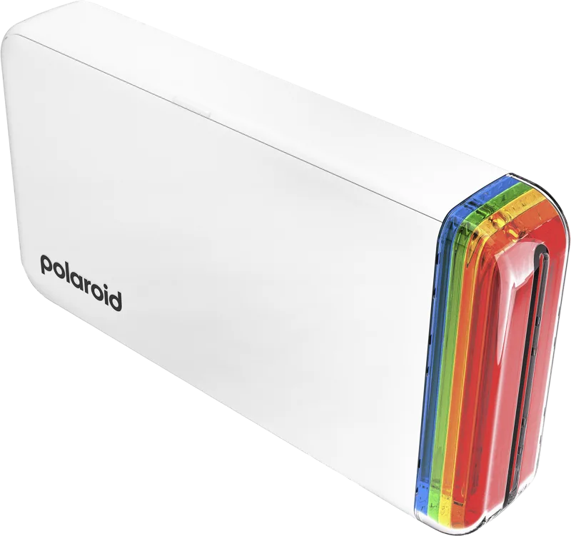 Polaroid Hi-Print Gen 2 (Weiß) – Fotoausdruck mit einem Regenbogenstreifen am oberen Rand