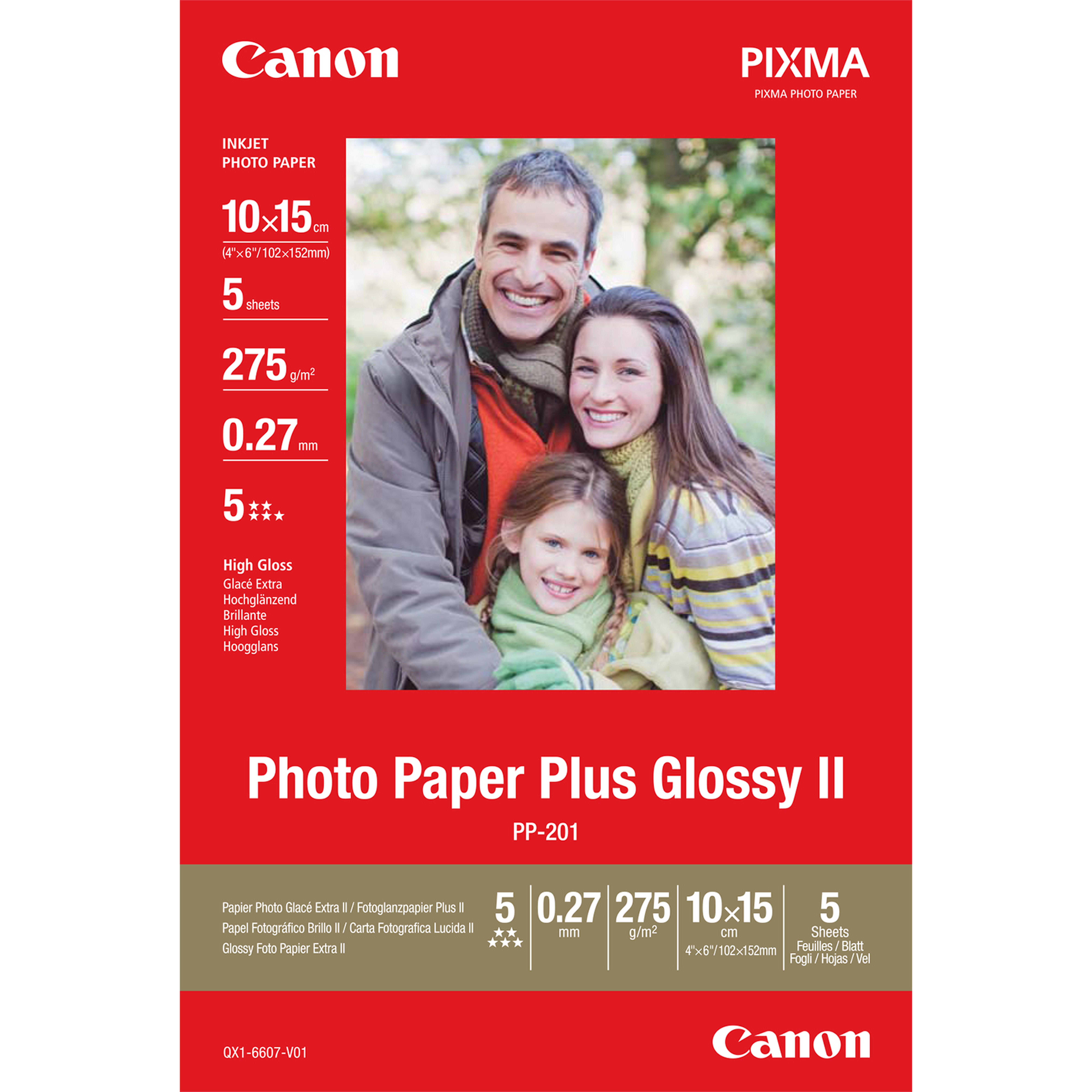 Canon fotopapír PP-201 - 10x15cm (4x6inch) - 265g/m2 - 5 listů - lesklý