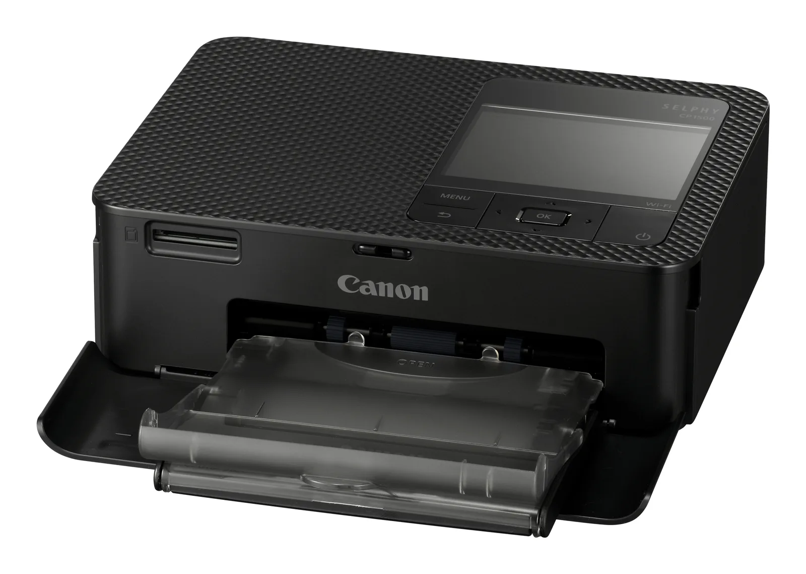 Canon SELPHY CP1500 černá – zásobník papíru vpředu, čtečka karet vlevo