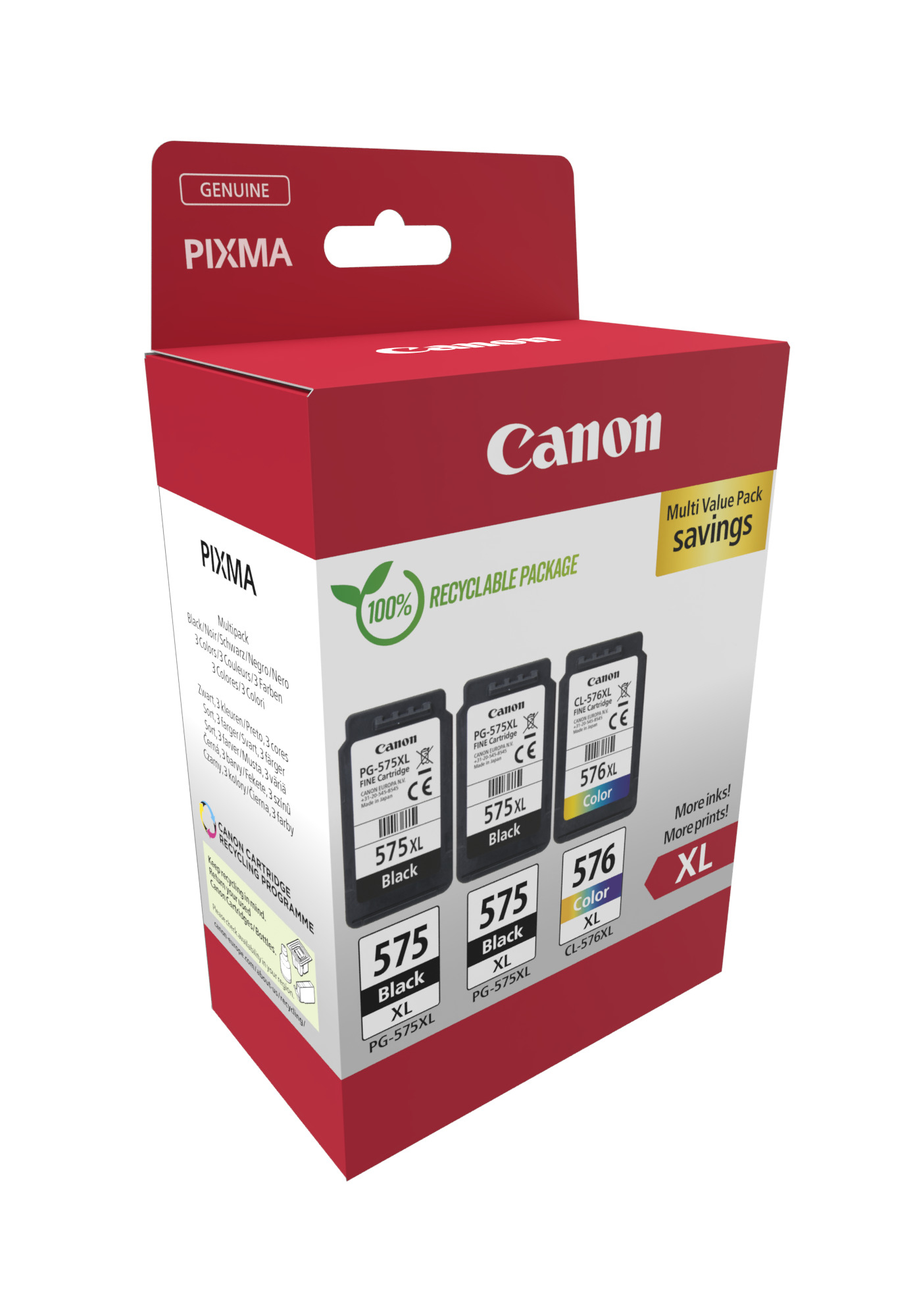 Canon cartridge PG-575XLx2/CL-576XL Multipack / 2x Black +1x Color / 2x15ml + 1x