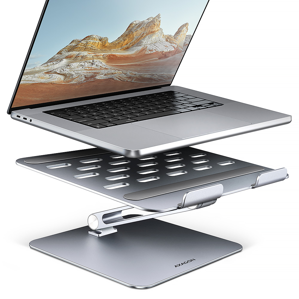 AXAGON STND-LQ, hliníkový HQ stojan pro notebooky 10" - 16", nastavitelná výška