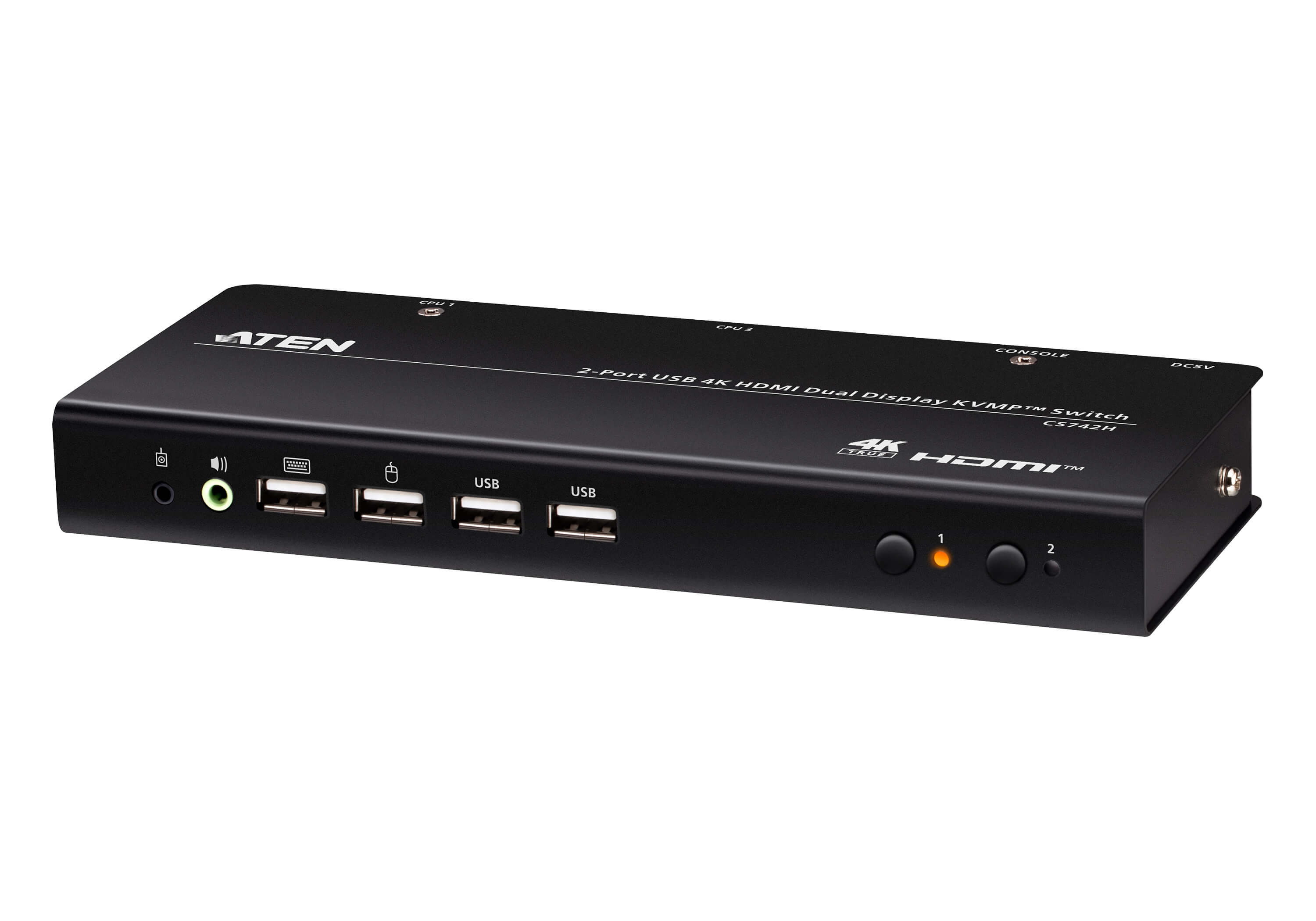 ATEN CS742H 2portový USB 4K HDMI KVMP přepínač s duálním displejem (kabely v cen