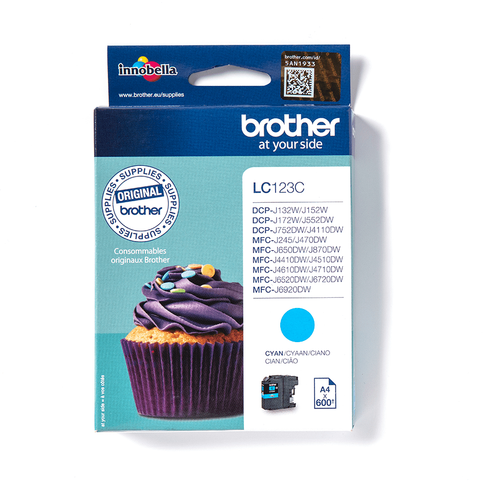 Brother LC-123C (inkoust cyan,600 str.@ 5% draft)