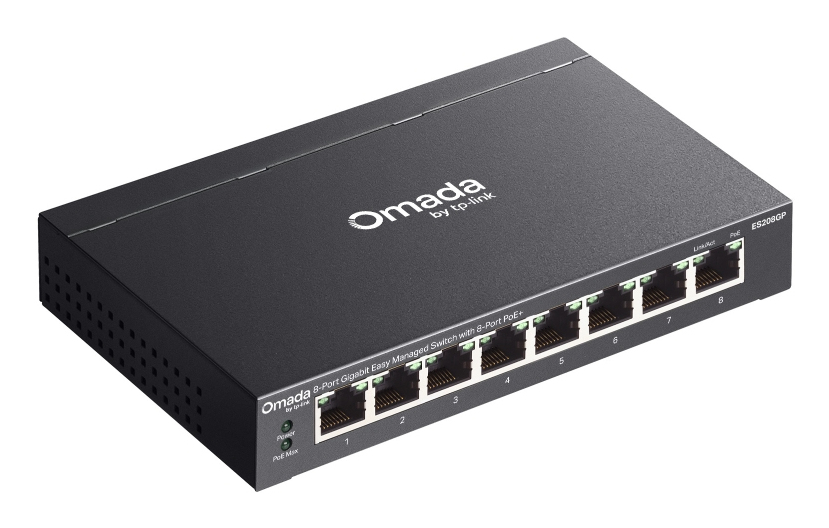TP-Link ES208GP Omada 8portový gigabitový Easy Managed switch s 8 porty PoE+