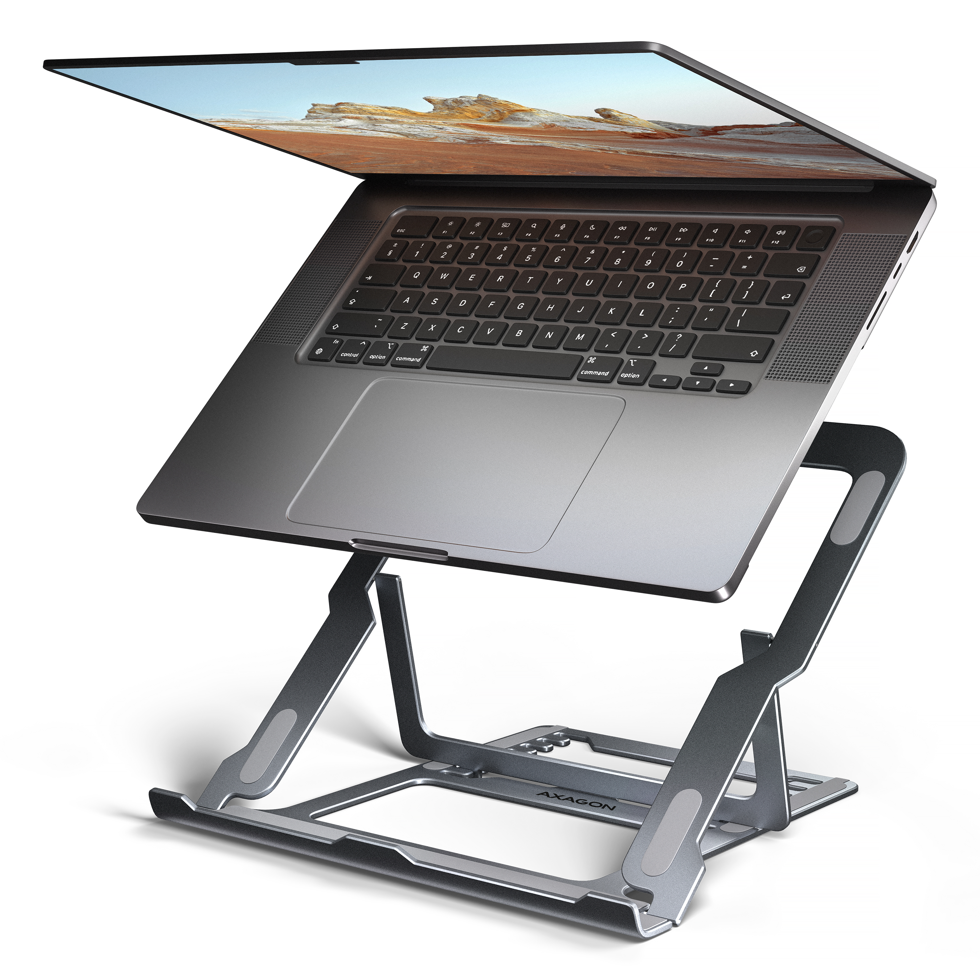 AXAGON STND-LAG hliníkový stojan na notebook 10"-17.3" nastavitelná výška, šedý