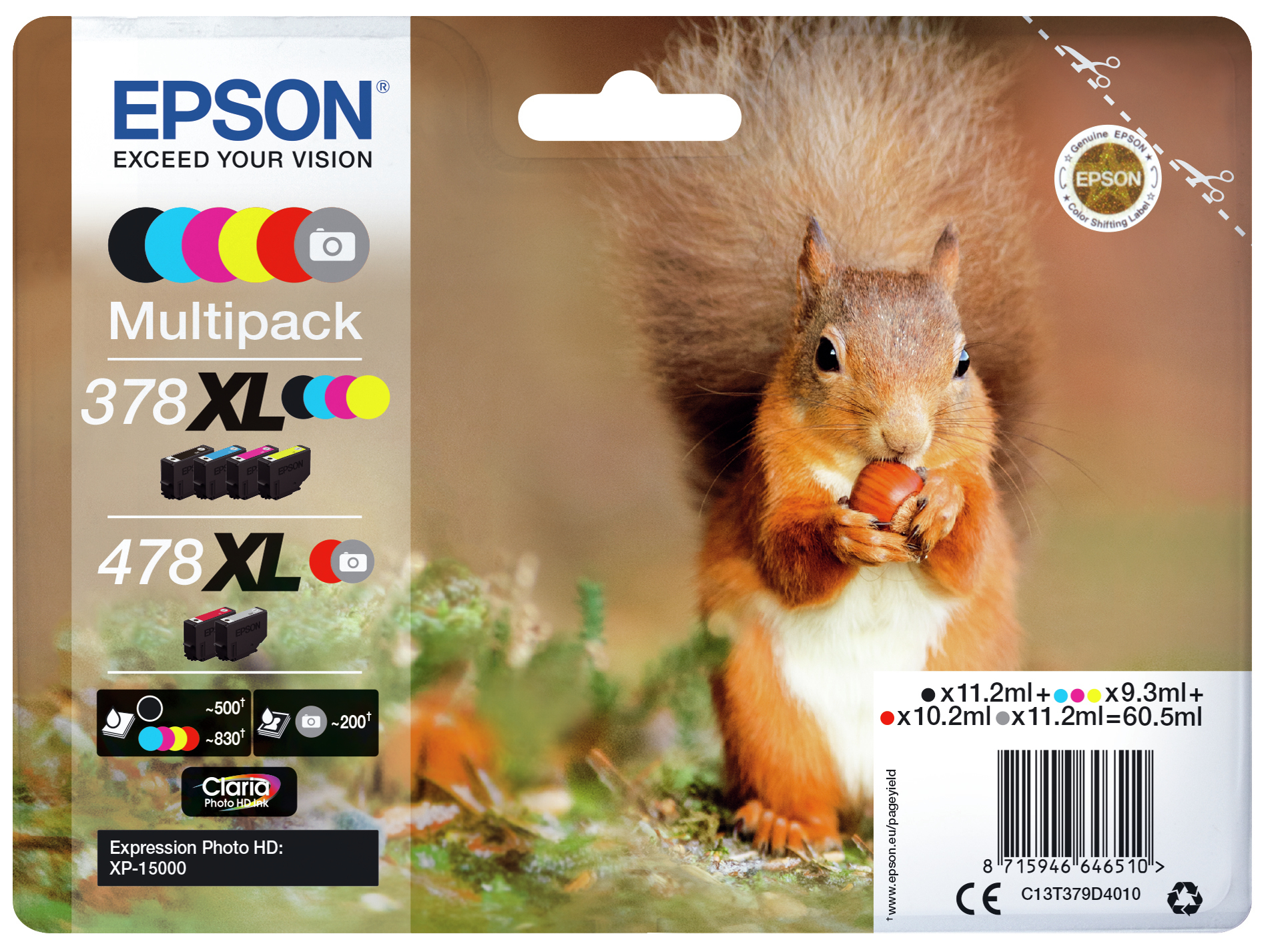 EPSON cartridge T379D (black/cyan/yellow/magenta/red/grey) multipack XL (veverka