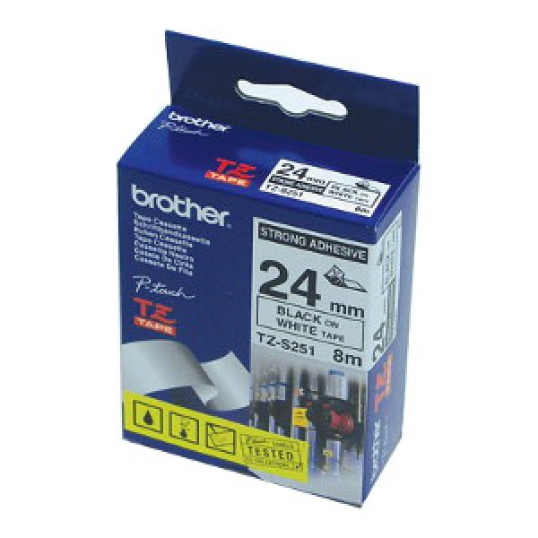 Brother - TZe-S251 bílá / černá (24mm,lamin.,extrémně adh.)