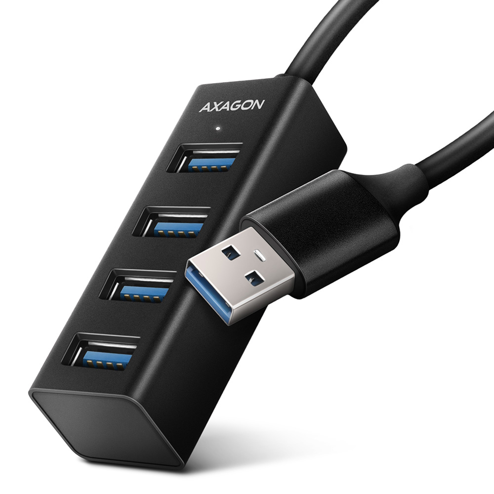 AXAGON HUE-M1A, 4x USB 3.2 Gen 1 MINI hub, kovový, kabel USB-A 20cm