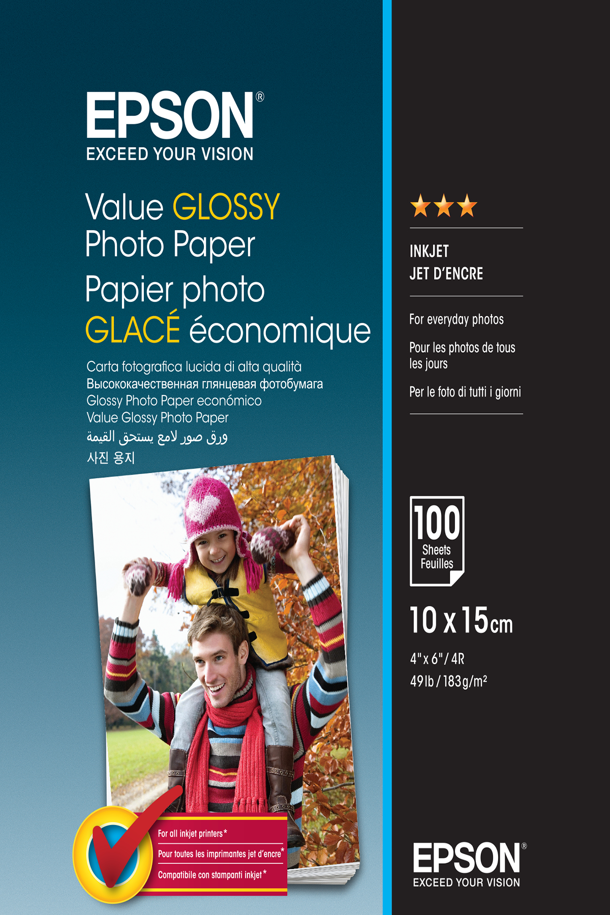 EPSON paper 10x15 - 183g/m2 - 100 sheets - value glossy photo paper