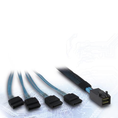 INTER-TECH kabel (SFF-8643) Mini-SAS HD na 4x SATA, 0,5 m