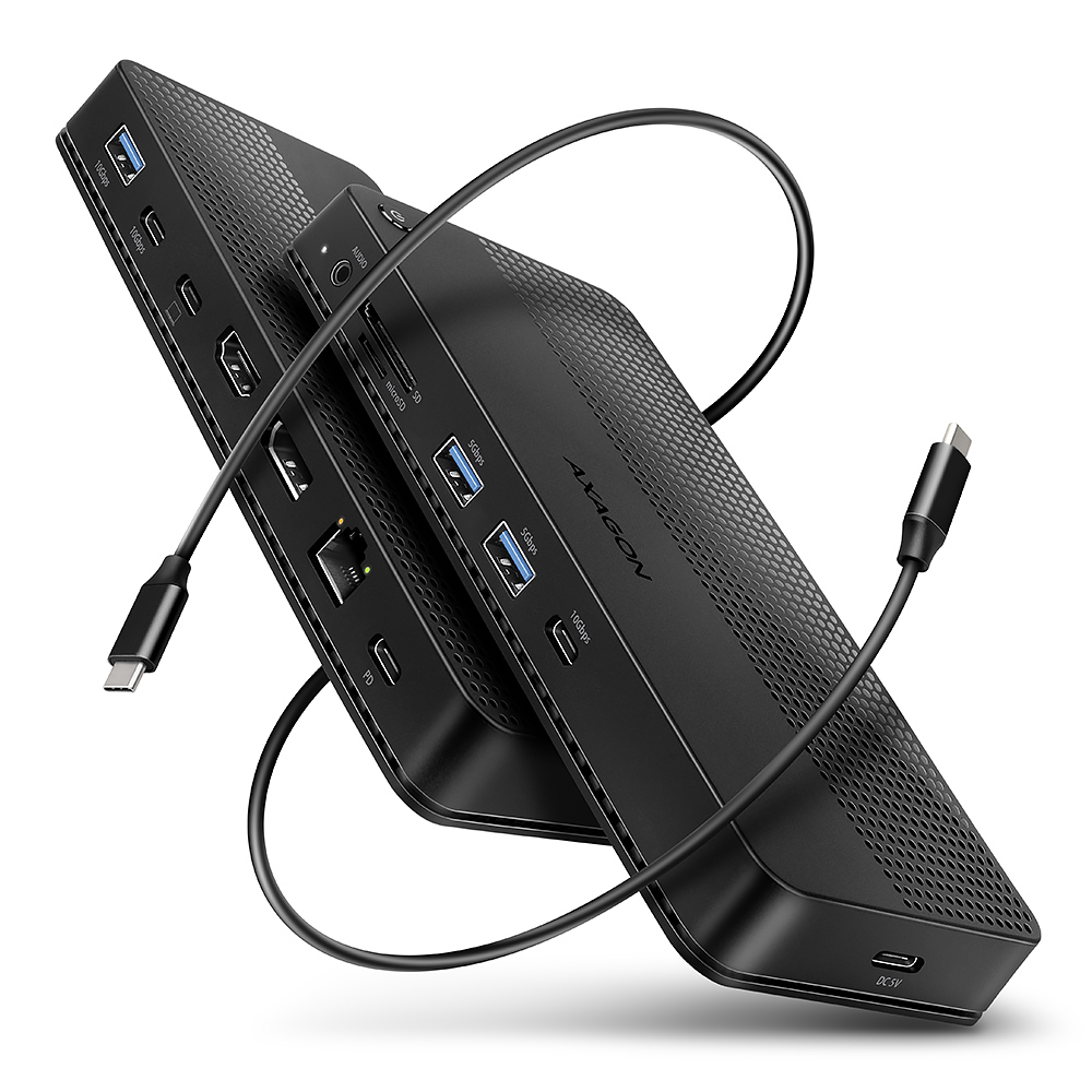 AXAGON HMC-U4, USB4 40Gbps dock, 3x USB-A, 2x USB-C, HDMI & DP 8K/30Hz, RJ-45, S