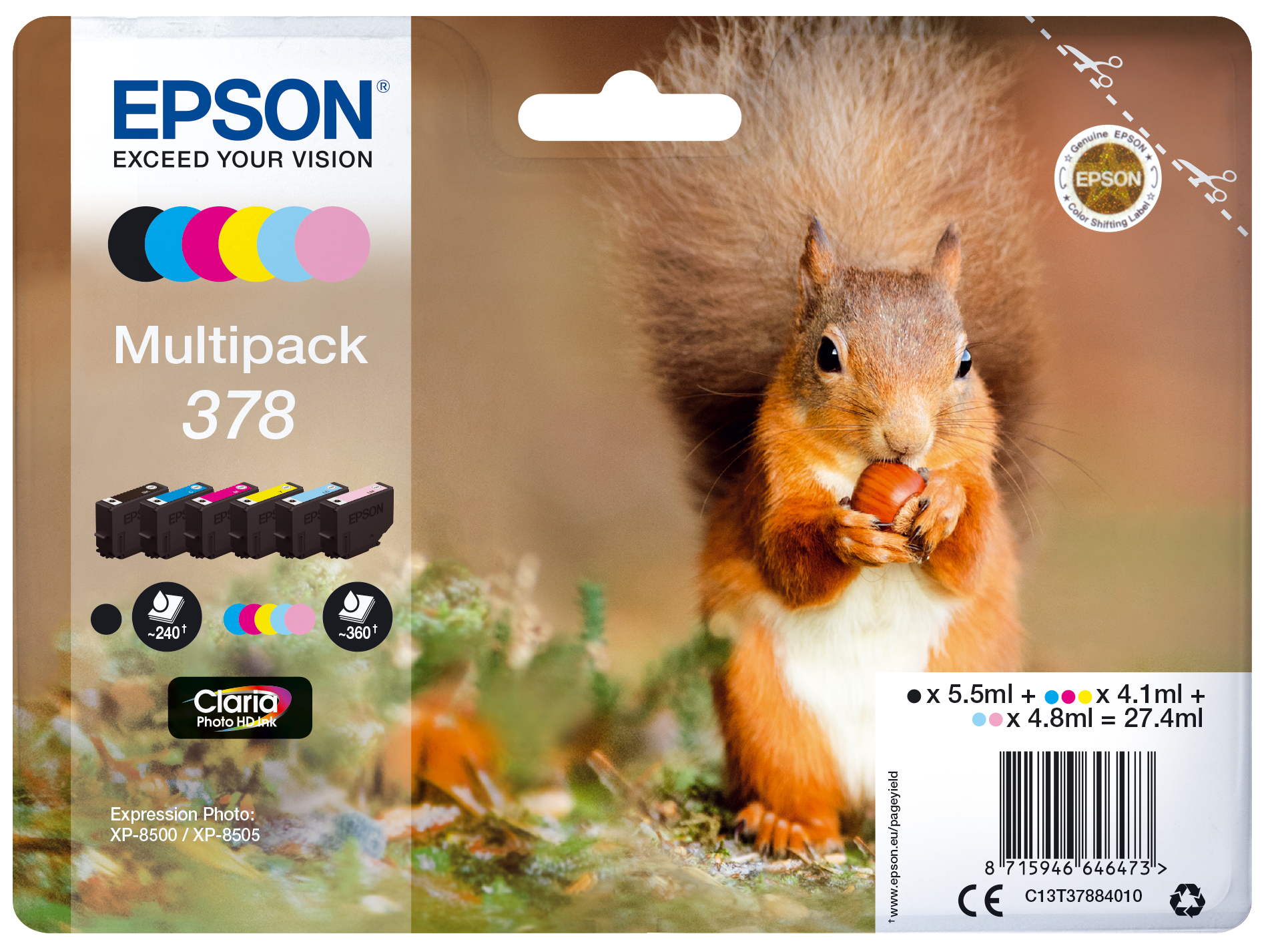 EPSON cartridge T3788 (black/cyan/light cyan/yellow/magenta/light magenta) multi