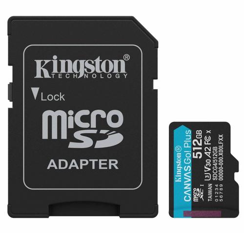 KINGSTON micro SD card SDXC 512GB Canvas Go! Plus + SD adaptér