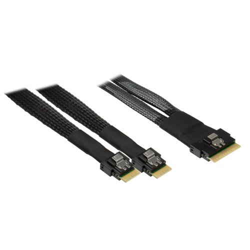 INTER-TECH kabel (SFF-8654 8i) Slim SAS na 2x (SFF-8654 4i) Slim SAS, 0,7 m
