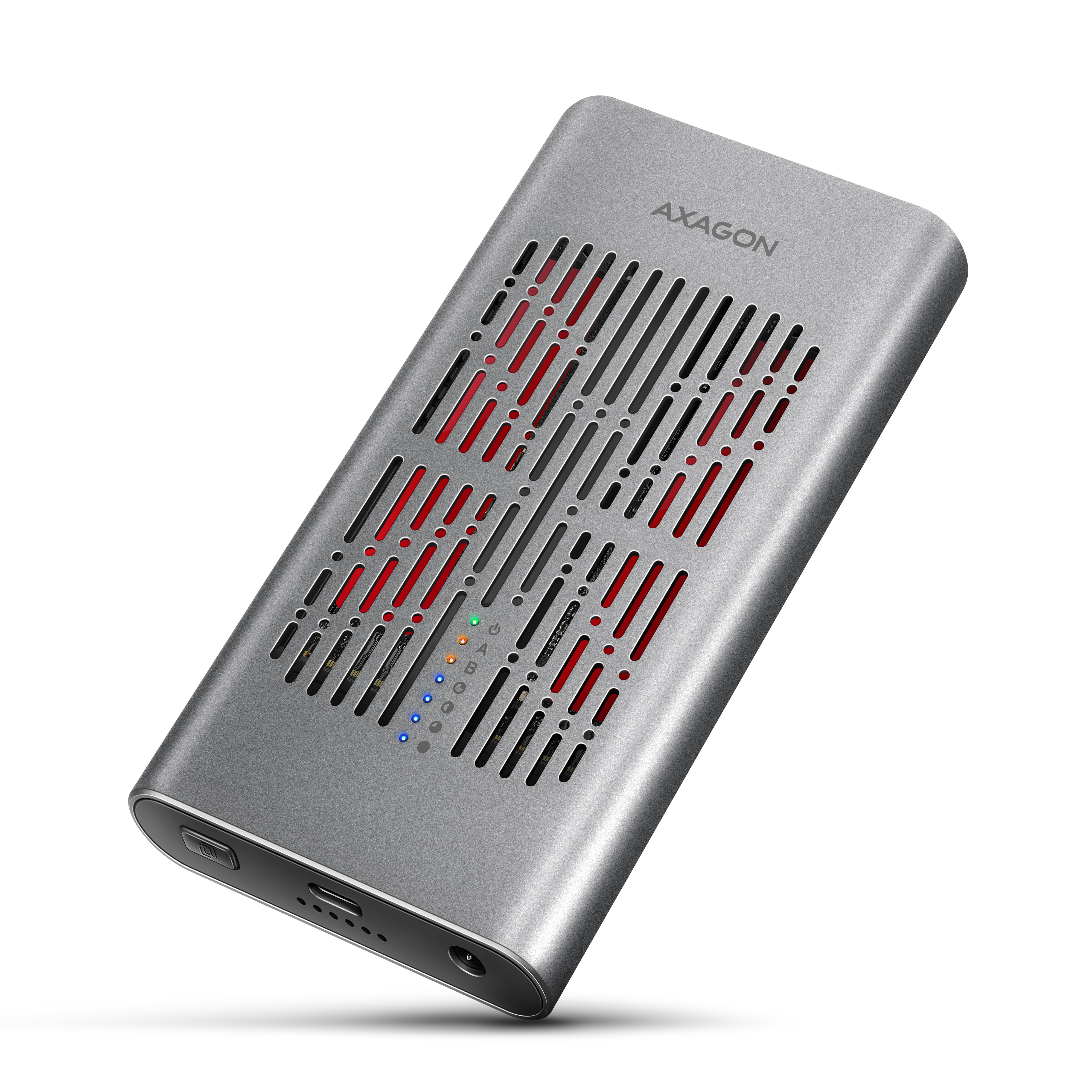 AXAGON EEM2-20GD, USB-C 20Gbps externí box pro dva M.2 NVMe SSD s funkcí klonová