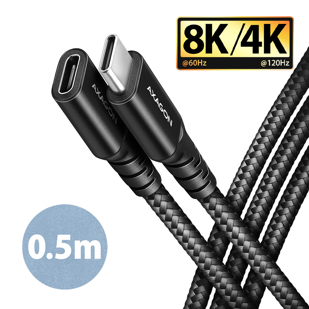 AXAGON BUCM32-CF05AB prodlužovací kabel USB-C (M) <-> USB-C (F), 0.5m, USB 20Gbp