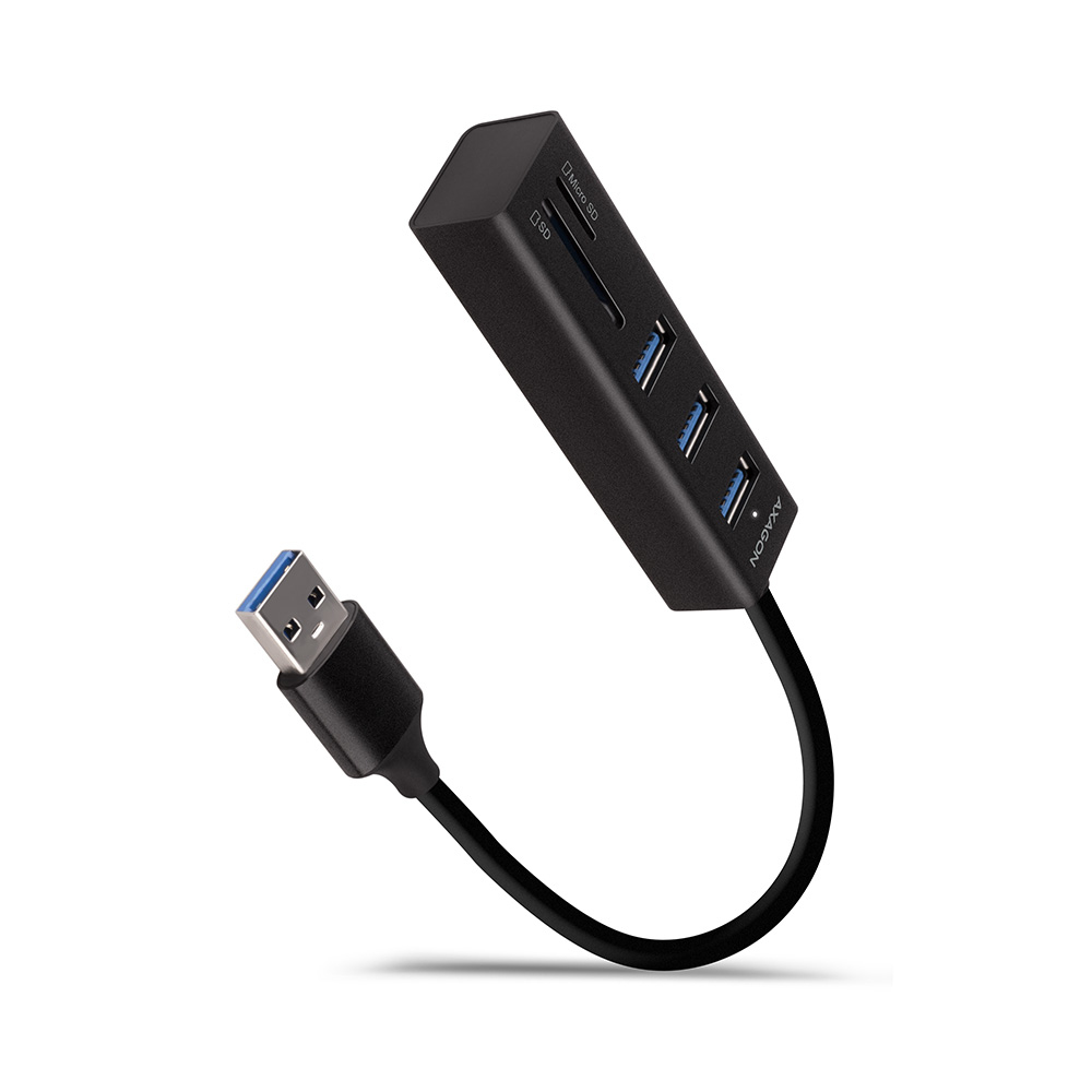AXAGON HMA-CR3A, USB 3.2 Gen 1 hub, porty 3x USB-A + čtečka karet SD/microSD, ko
