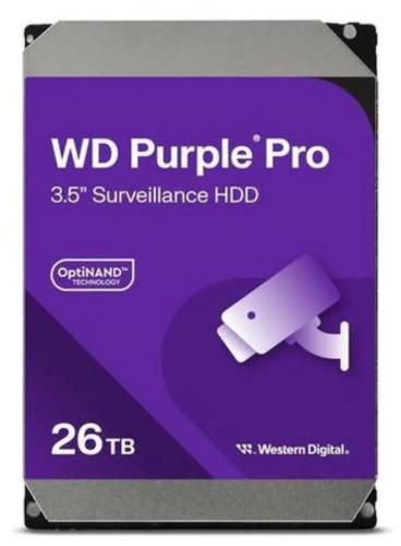 WDC WD260PURP hdd 26TB SATA3-6Gbps třída 7200rpm PURPLE PRO 512MB (řada PURPLE PRO pro sledovací systémy a kamery, podpora 32 streamu) 287MB/s CMR