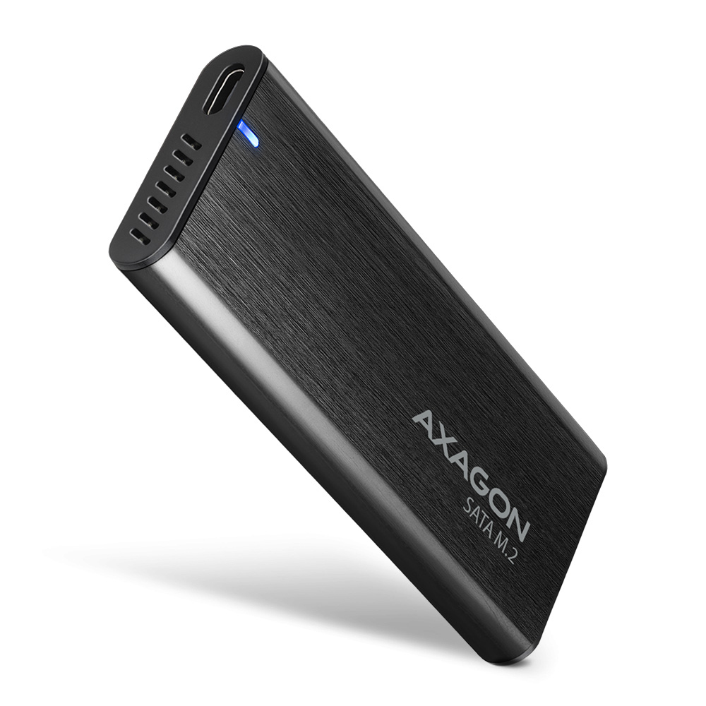 AXAGON EEM2-SBC Superspeed+ USB-C - M.2 SATA SSD, externí kovový box pro M.2 SAT