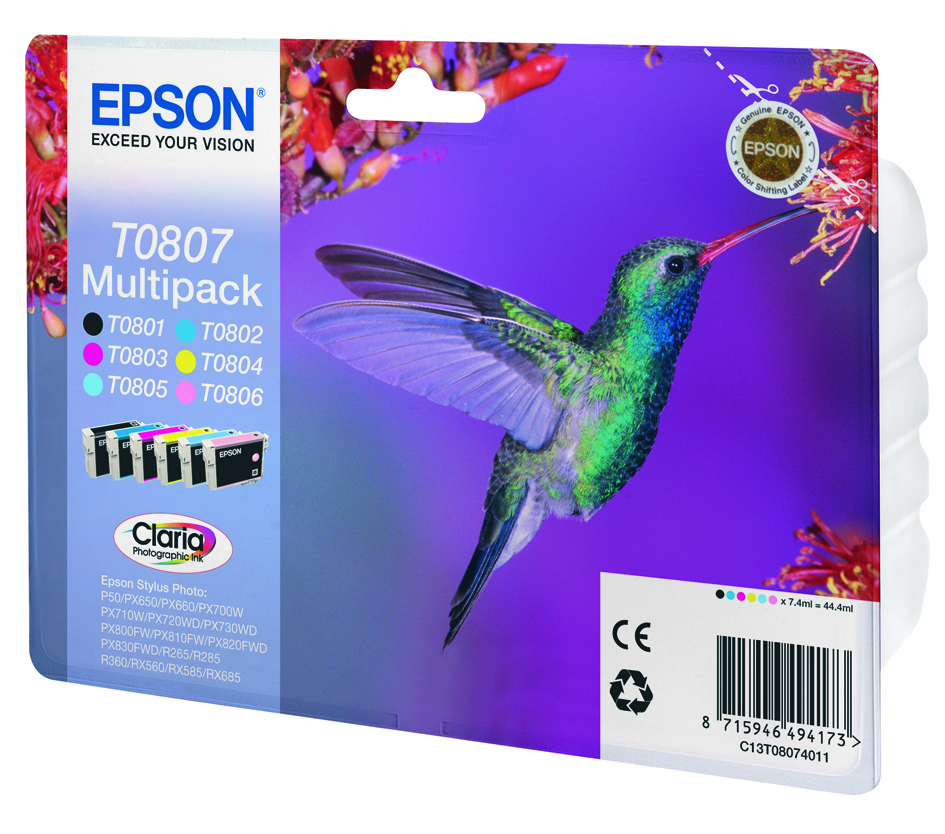 EPSON cartridge T0807 (6color) multipack (kolibřík)