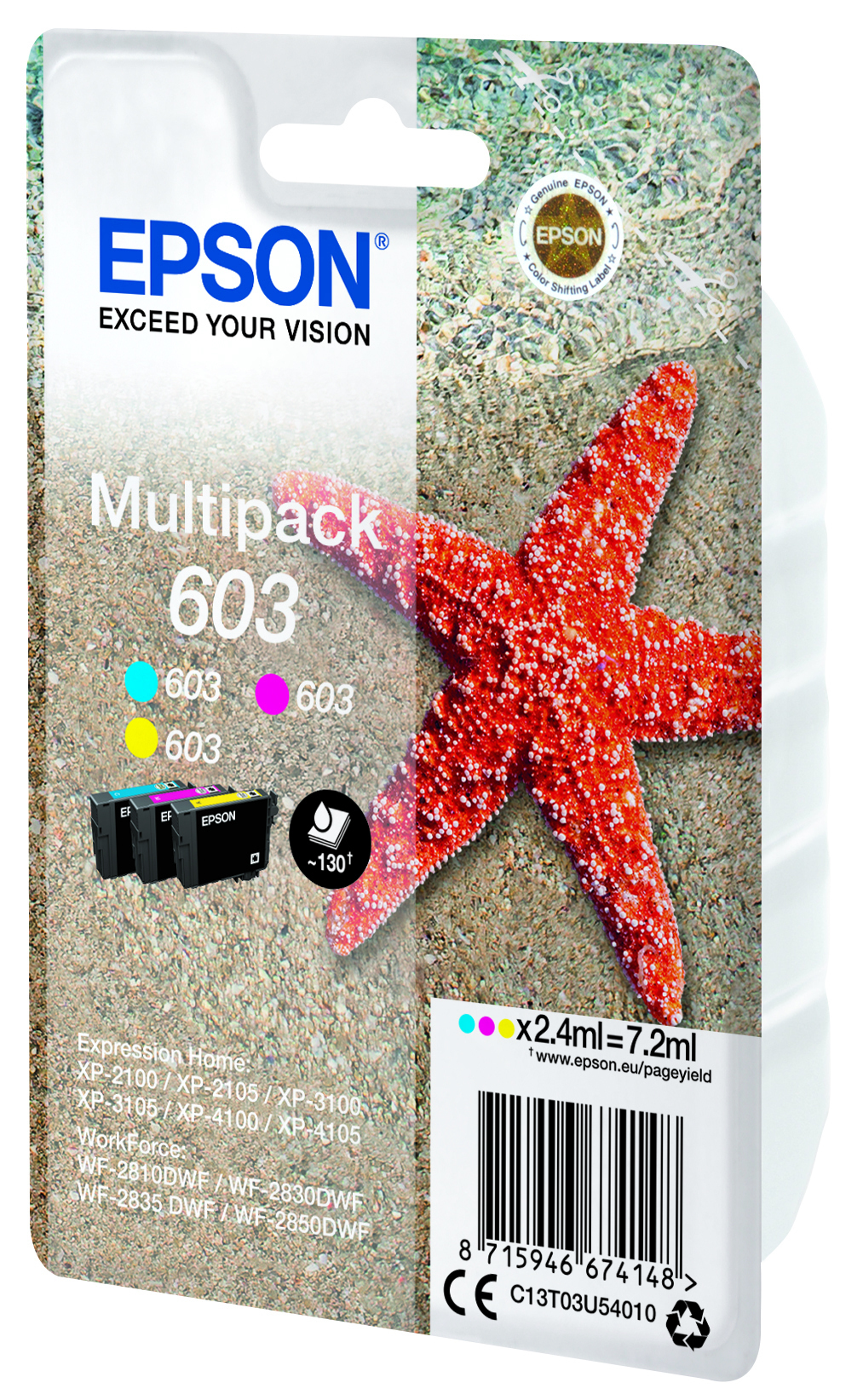 EPSON cartridge T03U5 (cyan/magenta/yellow) multipack (hvězdice)