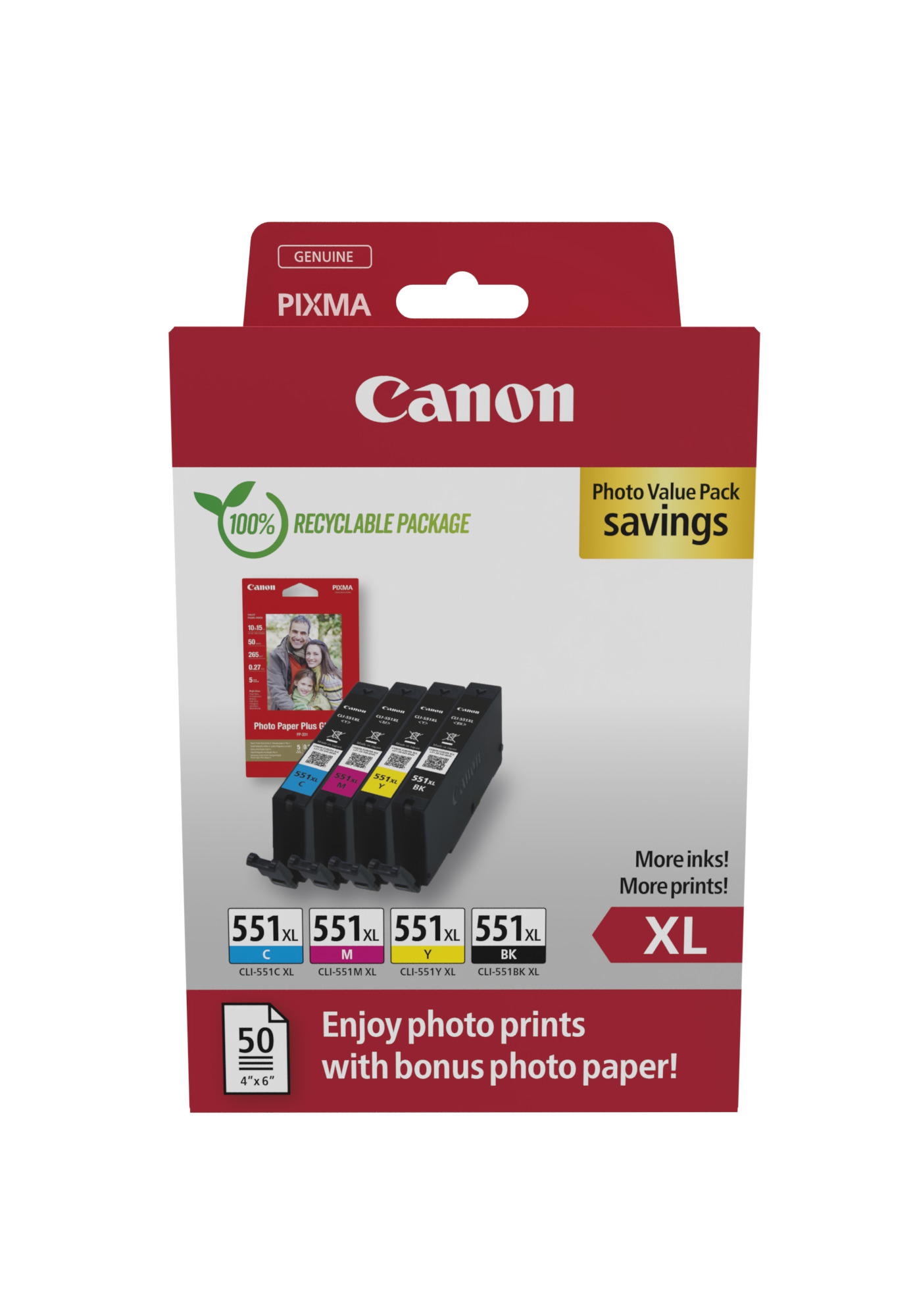 CANON CLI-551 XL C,M,Y,BK Photo originální náplň velká (CLI-551XL C,M,Y,BK), 4x11ml