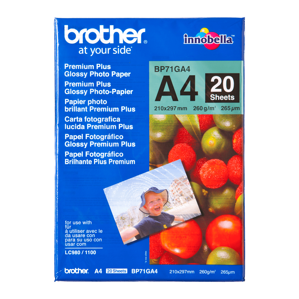 Brother fotopapír BP71GA4, 20 listů, A4, Premium Glossy, 260g