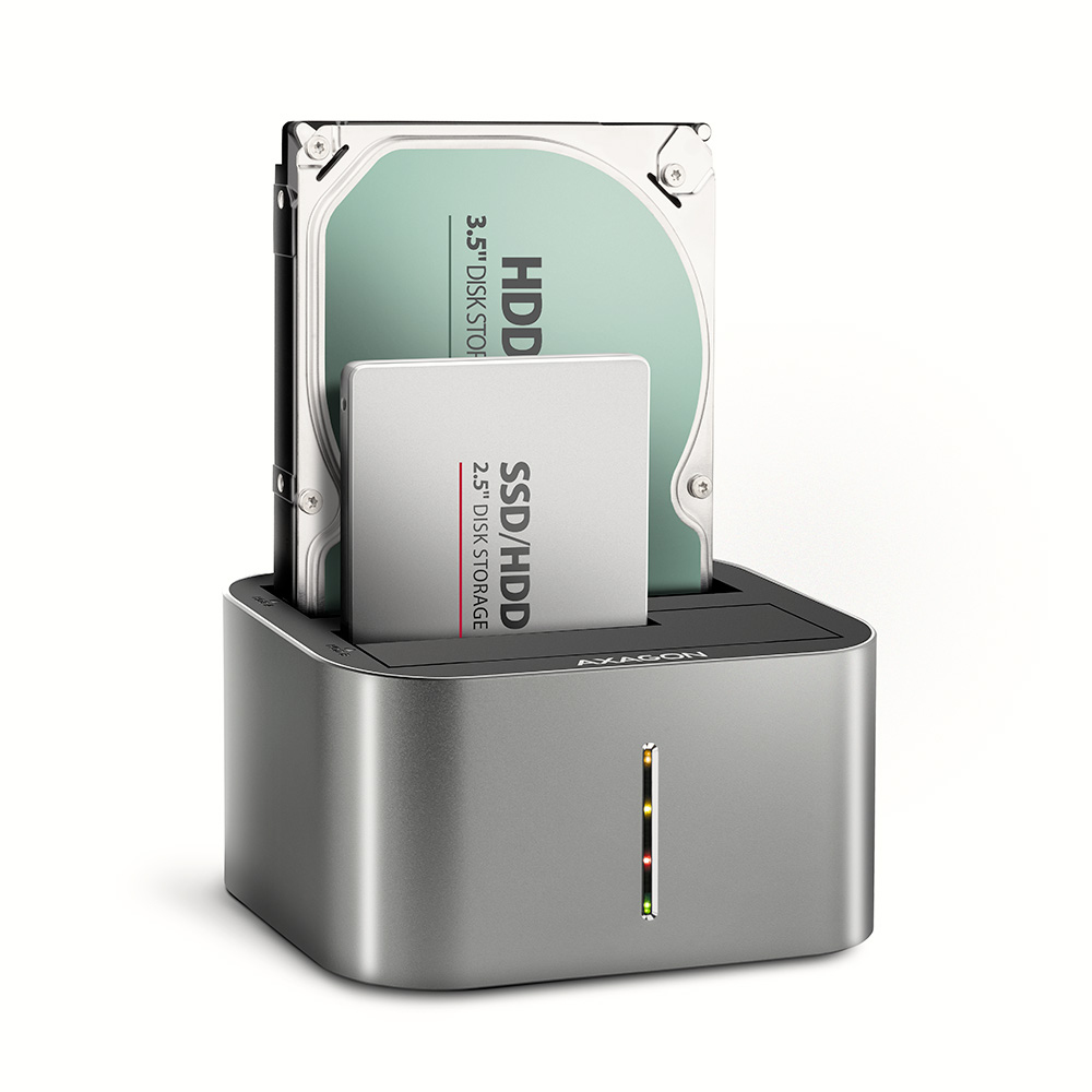 AXAGON ADSA-DC, USB-C 5Gbps - 2x SATA 6G 2.5"/3.5" SSD/HDD CLONE DUAL dokovací s