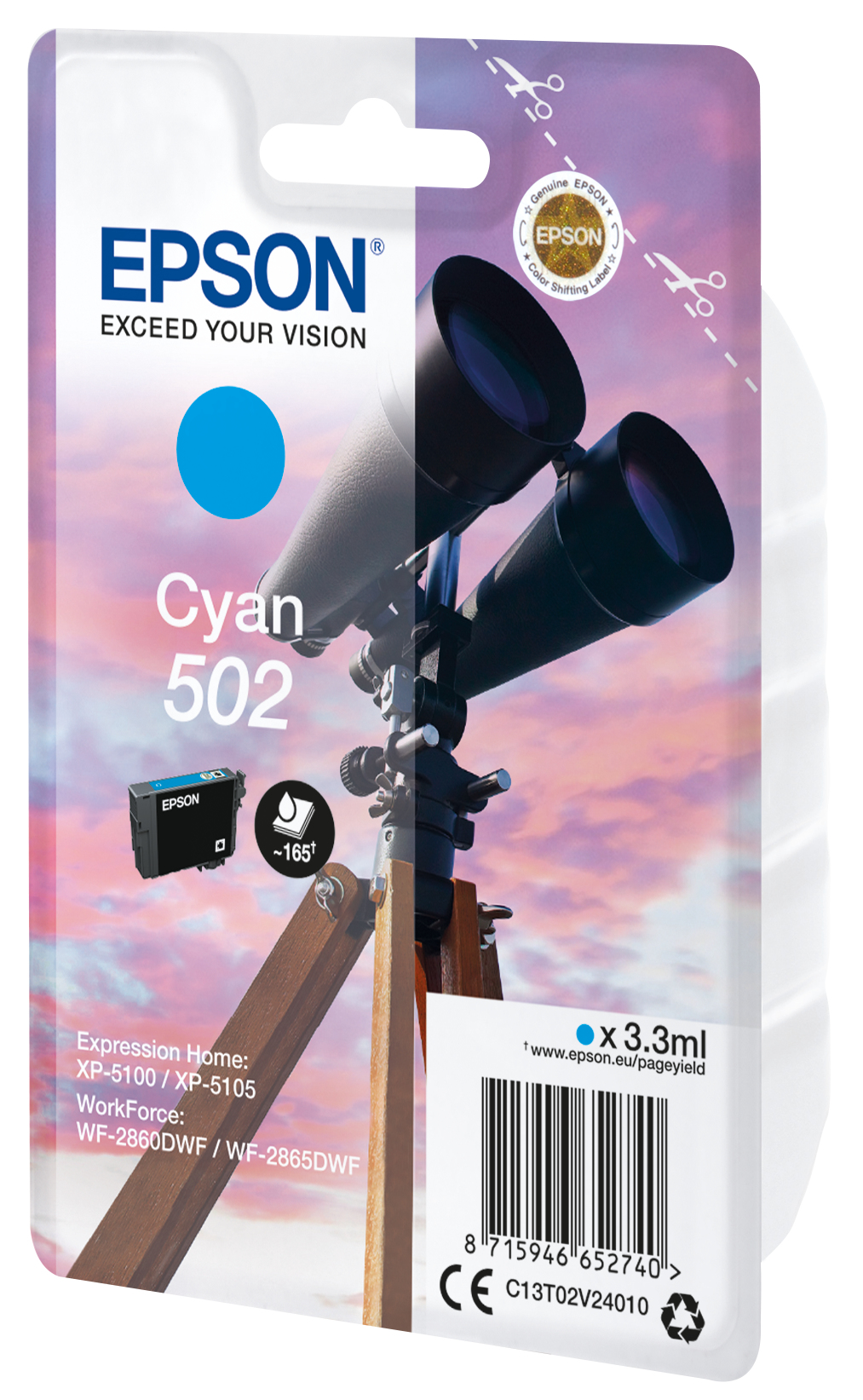 EPSON cartridge T02V2 cyan (dalekohled)