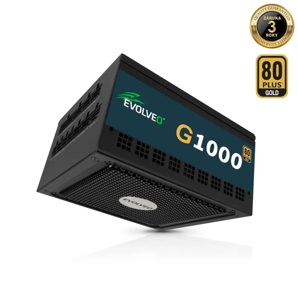 EVOLVEO G1000 zdroj 1000W, 80+ GOLD, ATX 3.1, PCIe 5.1, aPFC, 140mm ventilátor,