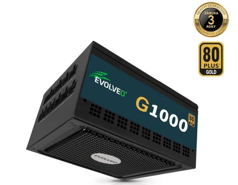 EVOLVEO G1000 zdroj 1000W, 80+ GOLD, ATX 3.1, PCIe 5.1, aPFC, 140mm ventilátor,