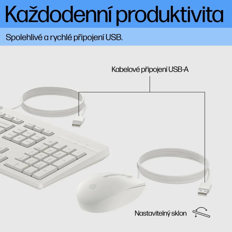 HP 225 Wired Mouse and Keyboard Combo G2 - Česká-Slovenská White